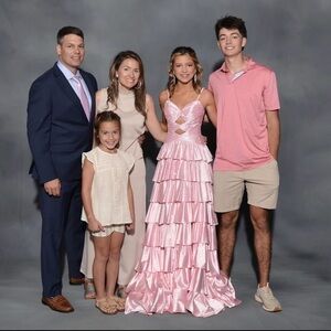 Sherri Hill Pink Ruffled Prom Gown